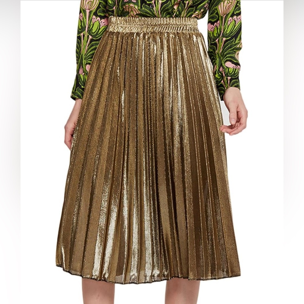 Gold Pleated Midi Skirt - Size M
